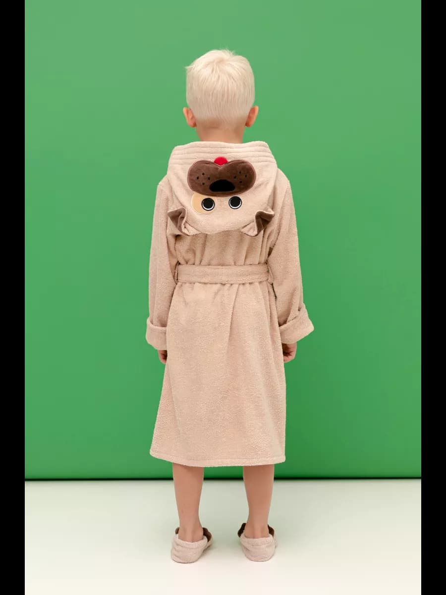 Халат махровый с капюшоном Мопс