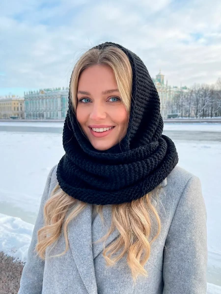 Платок косынка шарф вязаный шерстяной на голову шею