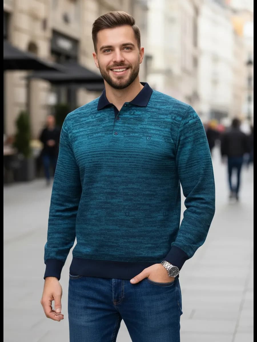 Футболка-поло с длинным рукавом