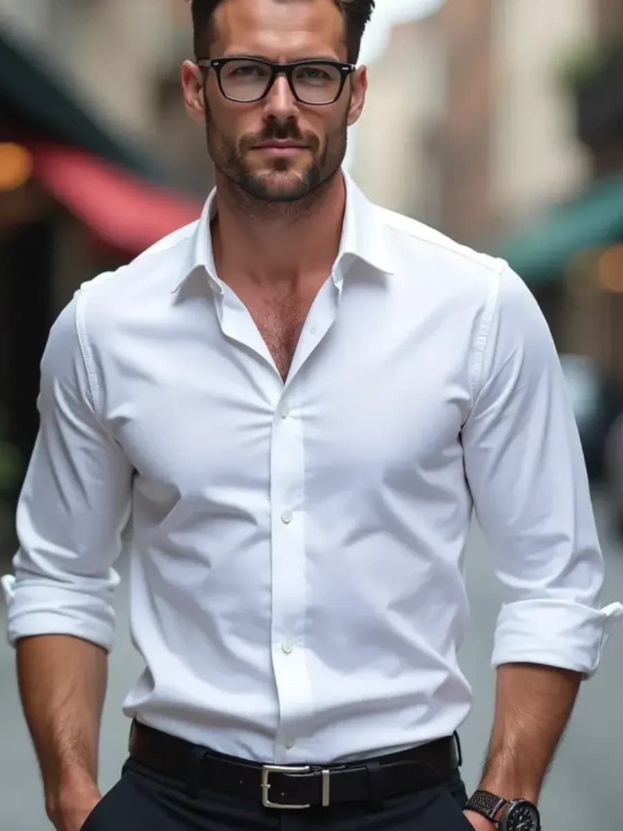 Рубашка Slim Fit Классическая с длинным рукавом и рисунком