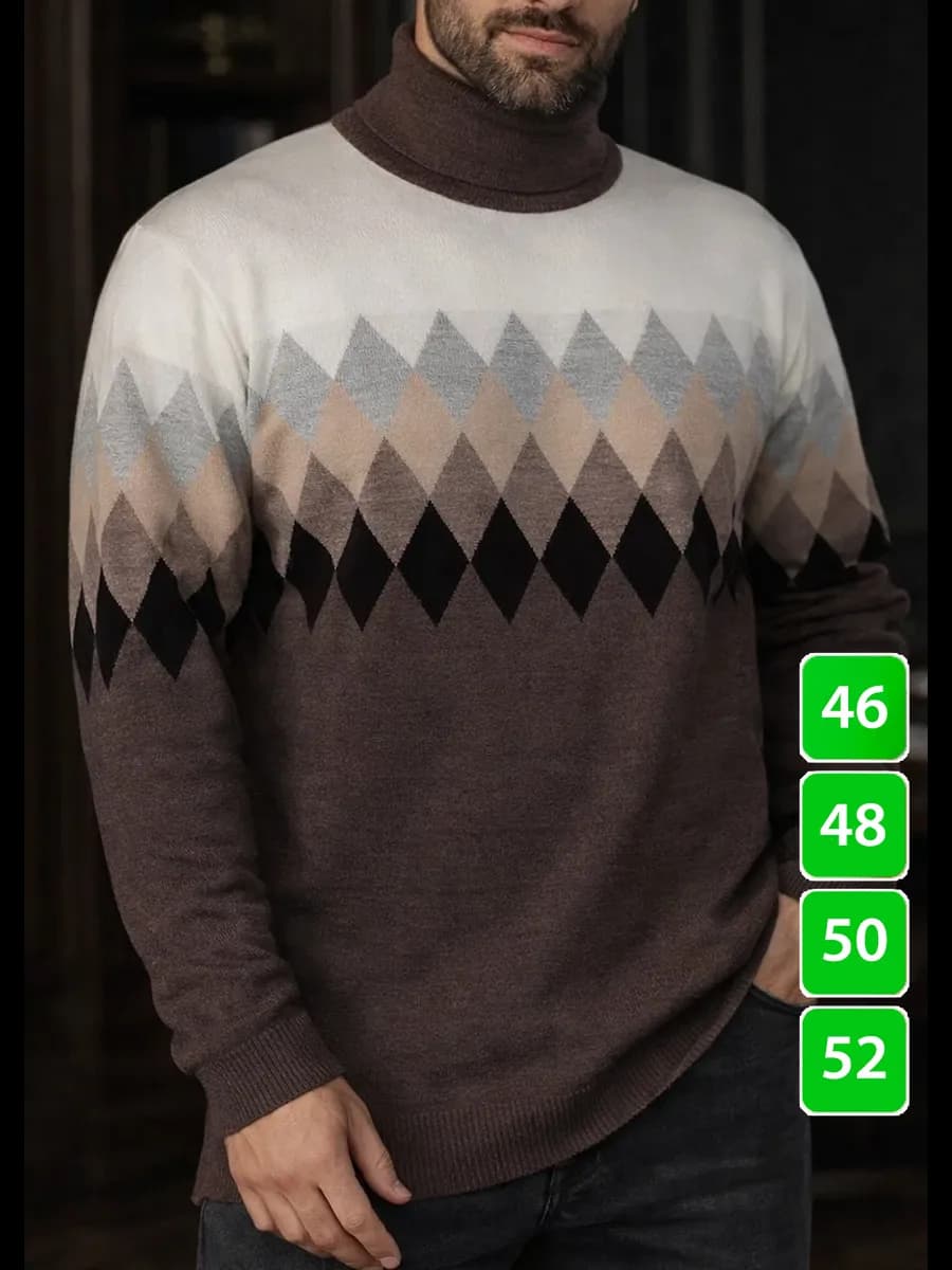 Свитер с горлом вязаный шерстяной