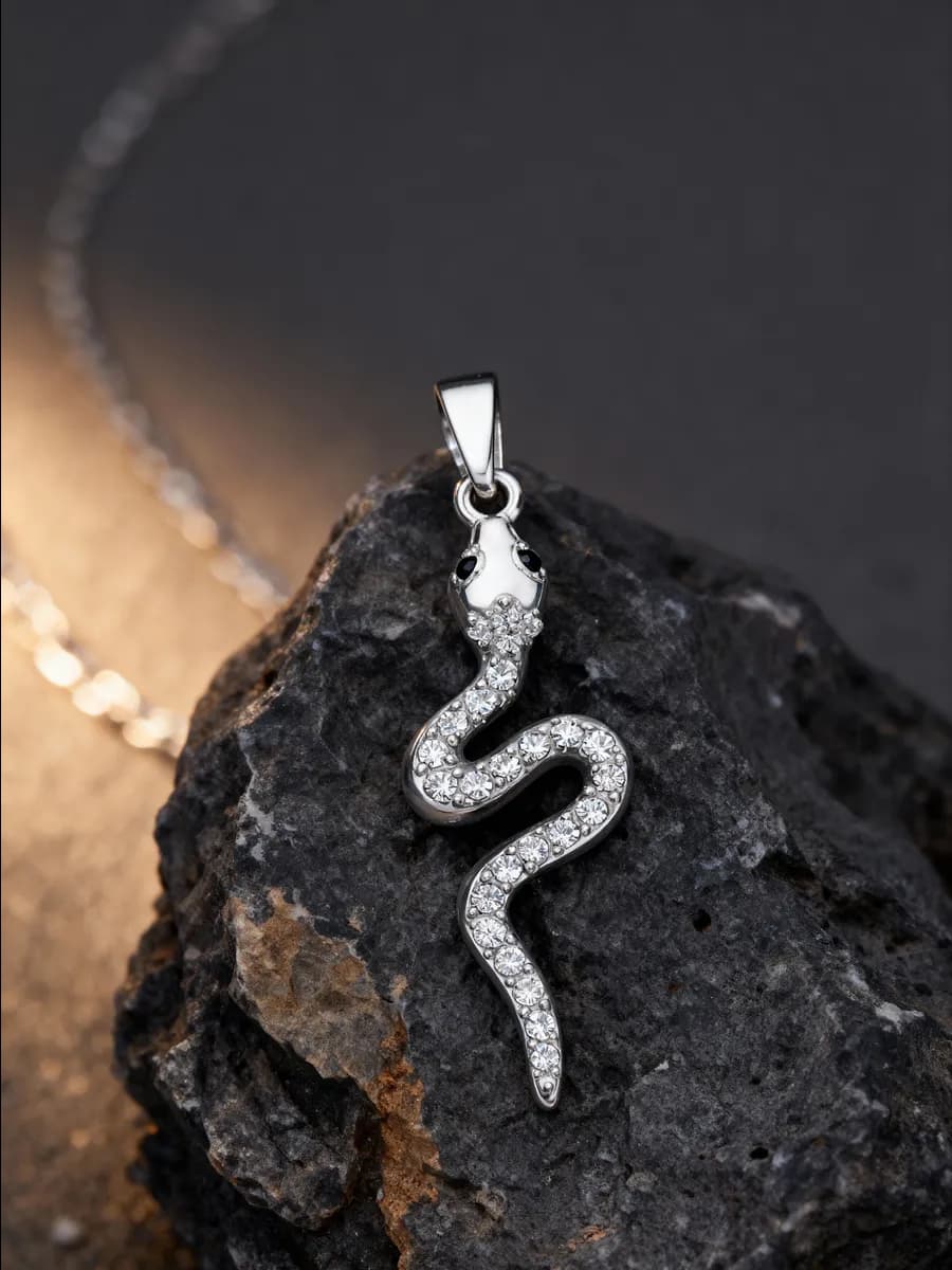 Подвеска серебро 925 змея на шею серебряная со змеей