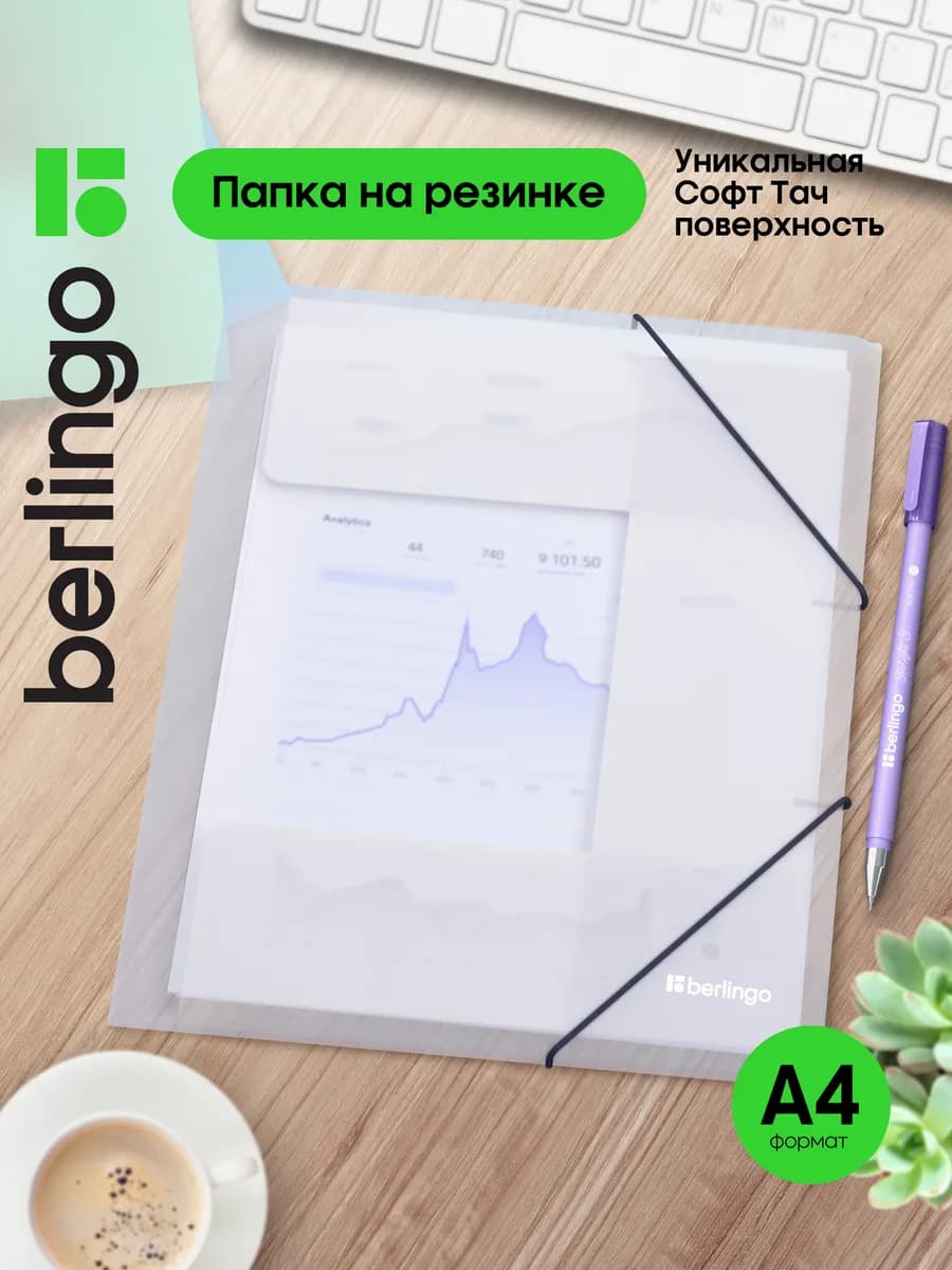 Папка на резинке для документов и листов А4