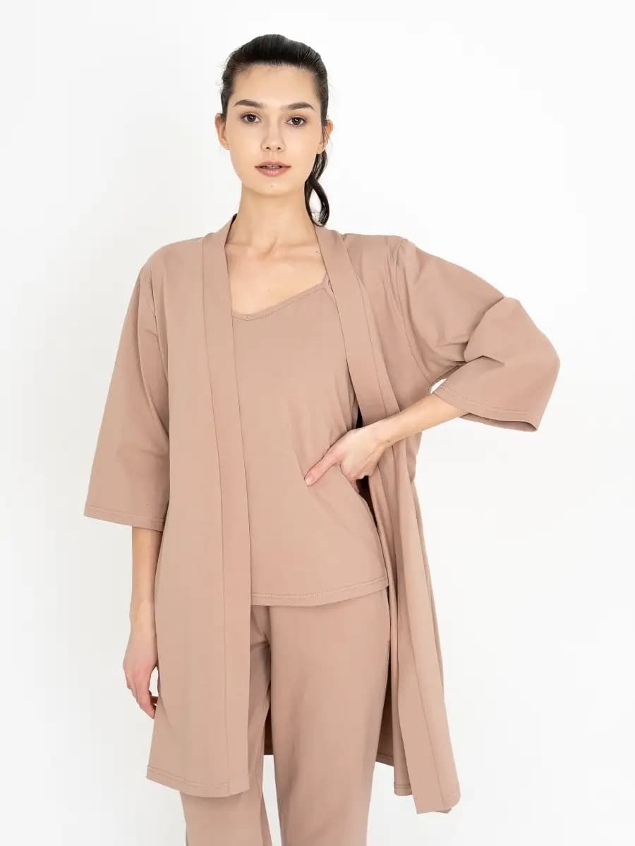 Пижама тройка халат со штанами