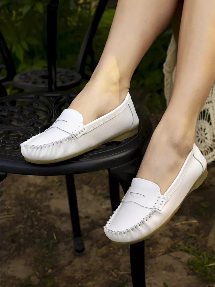 Мокасины из натуральной кожи, туфли летние