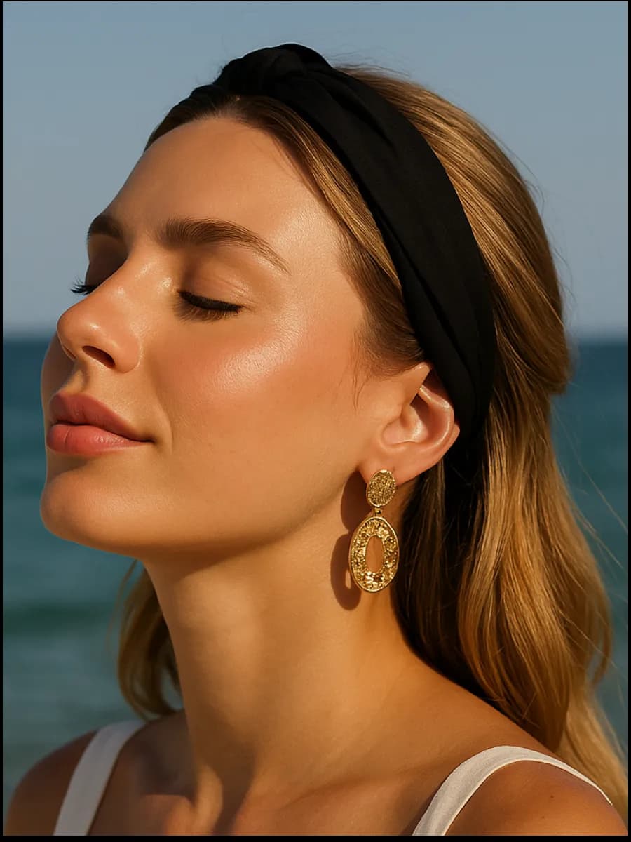 Ободок для волос широкий черный