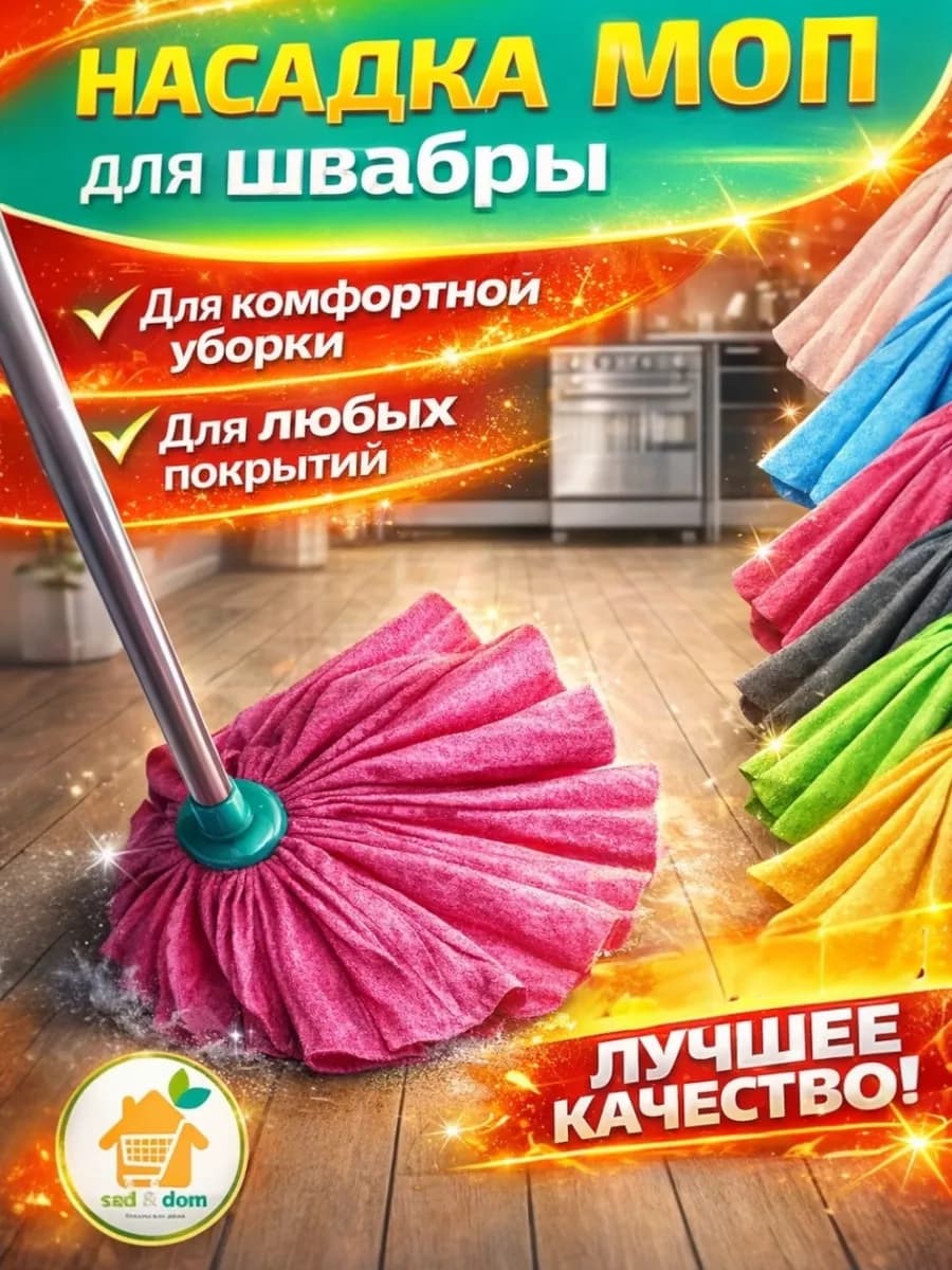 Насадка на швабру моп юбка липучка губка