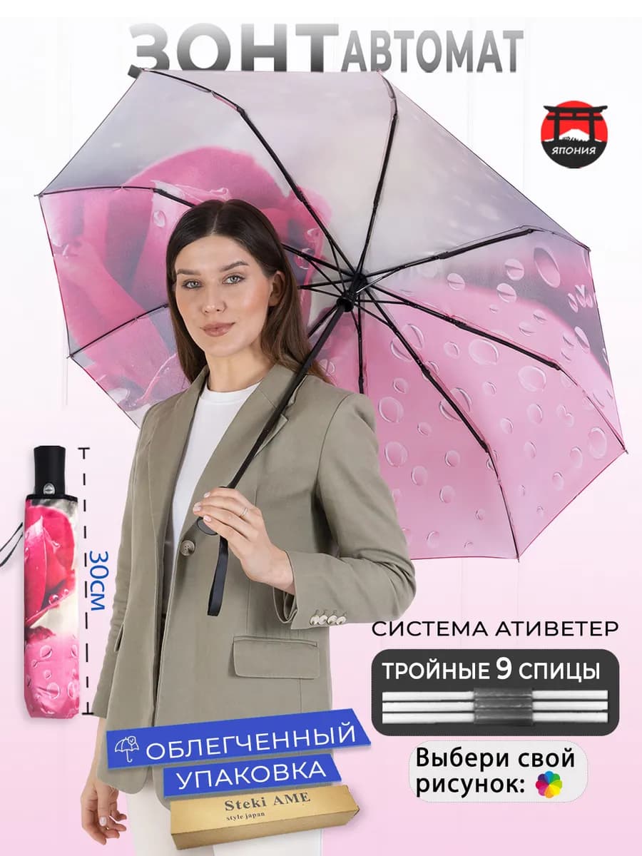 Зонт автомат антиветер складной