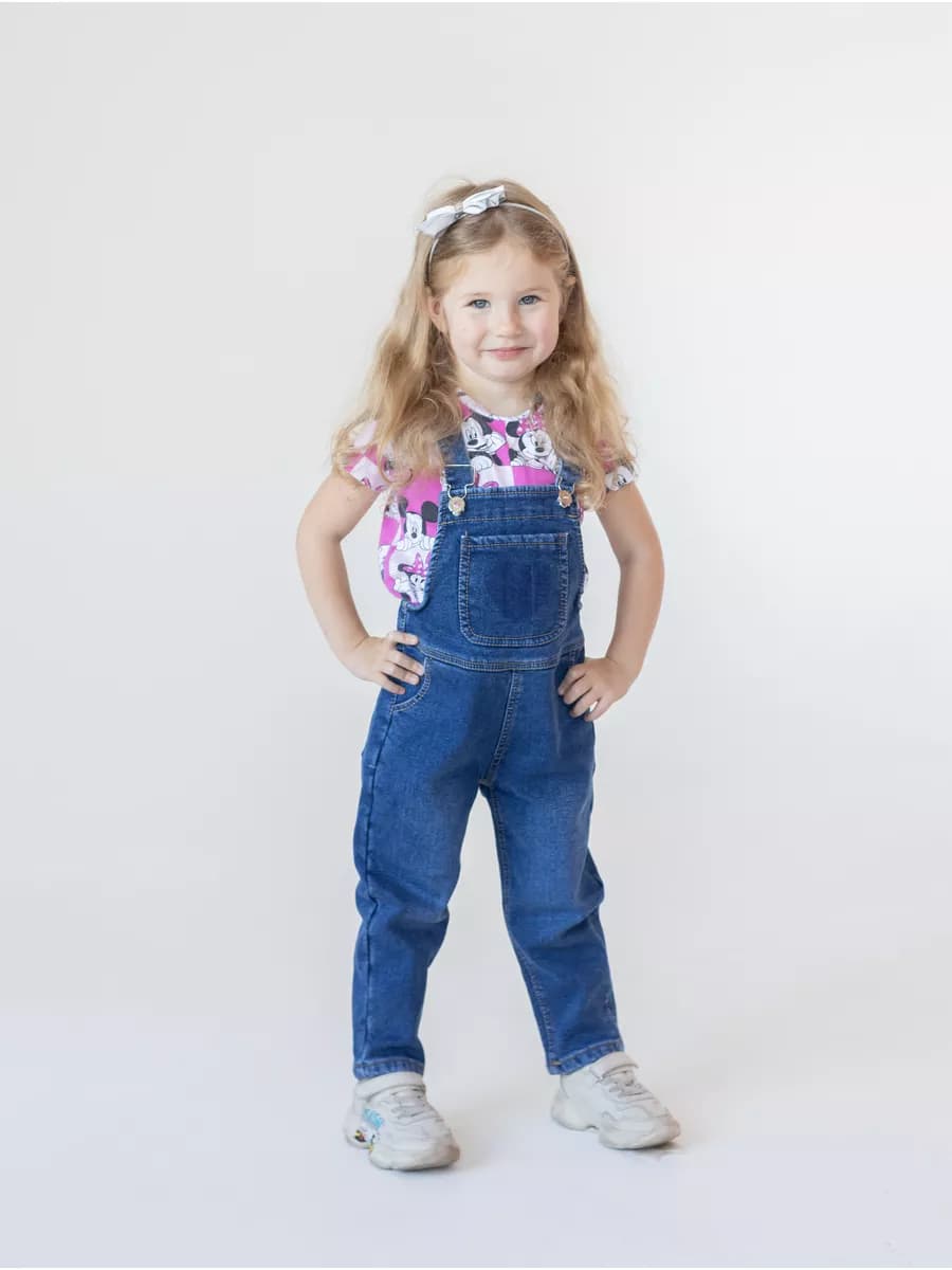 Утепленный джинсовый полукомбинезон на флисе