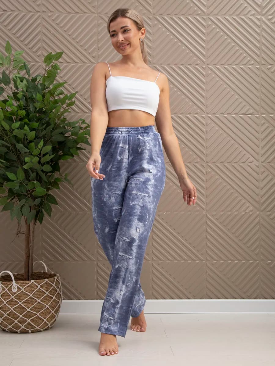 Штаны домашние джоггеры на резинке повседневные хлопок джинс