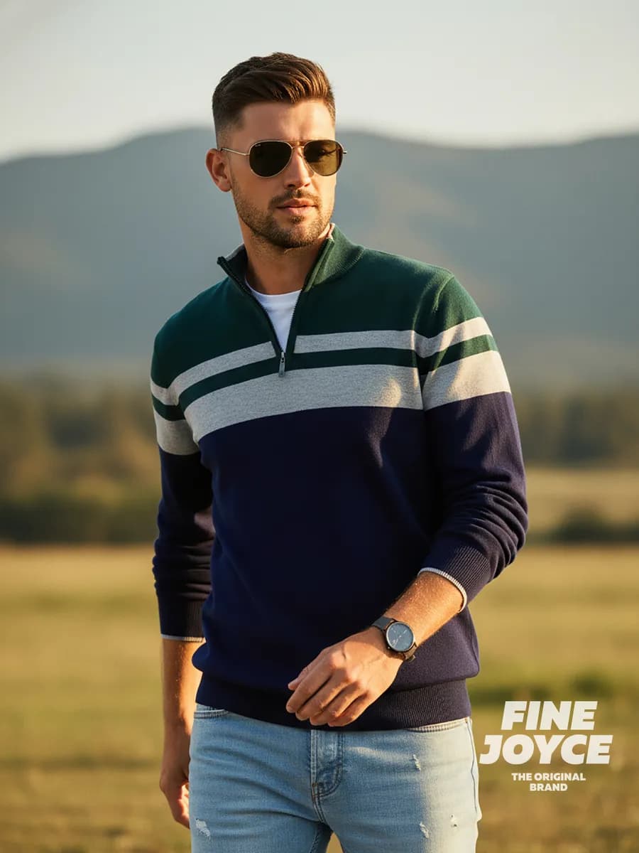 Джемпер классический на молнии полузамок