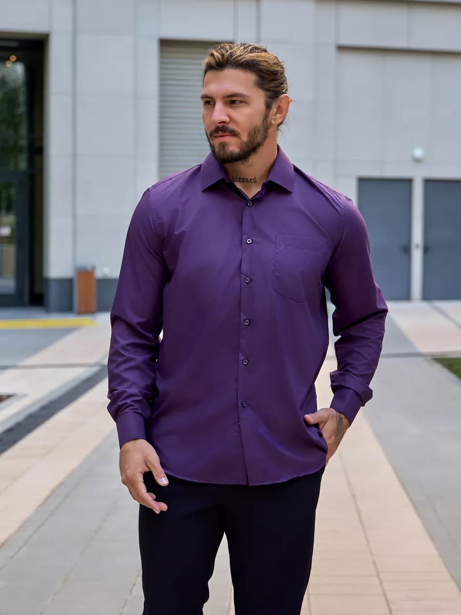 Рубашка полуприталенная с длинным рукавом