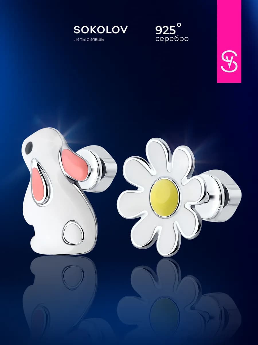 Серьги детские серебро 925, сережки ювелирные для девочек