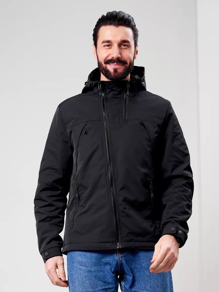 Куртка демисезонная классическая с капюшоном и карманами