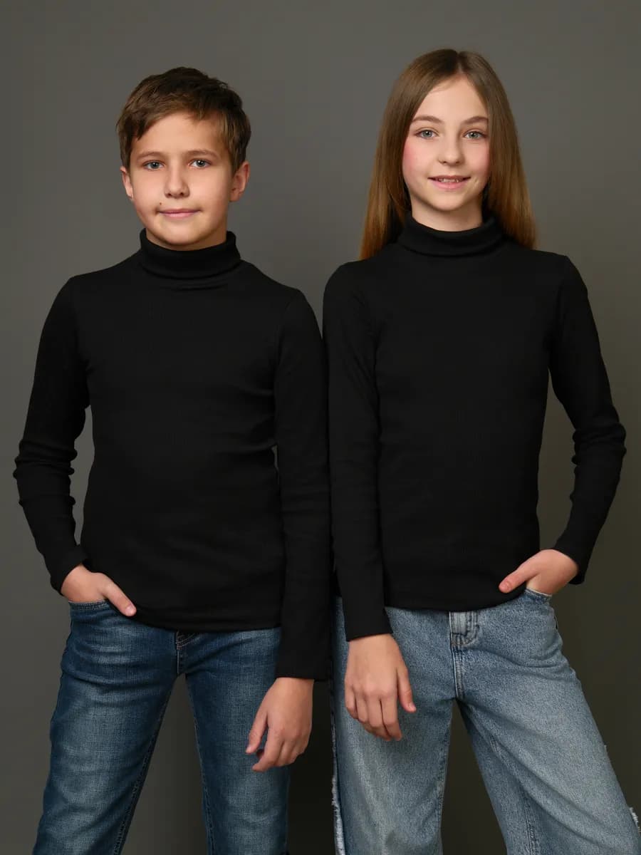 Водолазка детская в рубчик базовая школьная