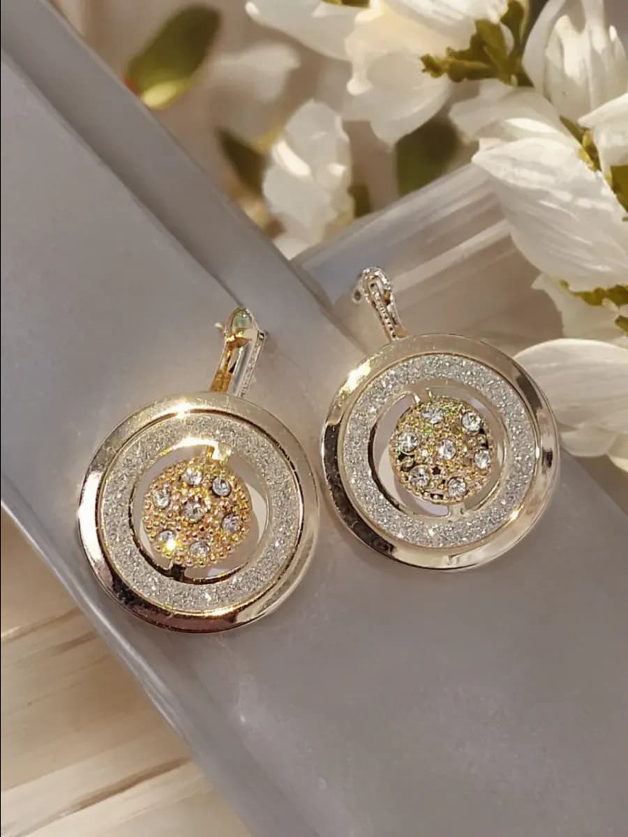 Серьги круглые большие под золото бижутерия