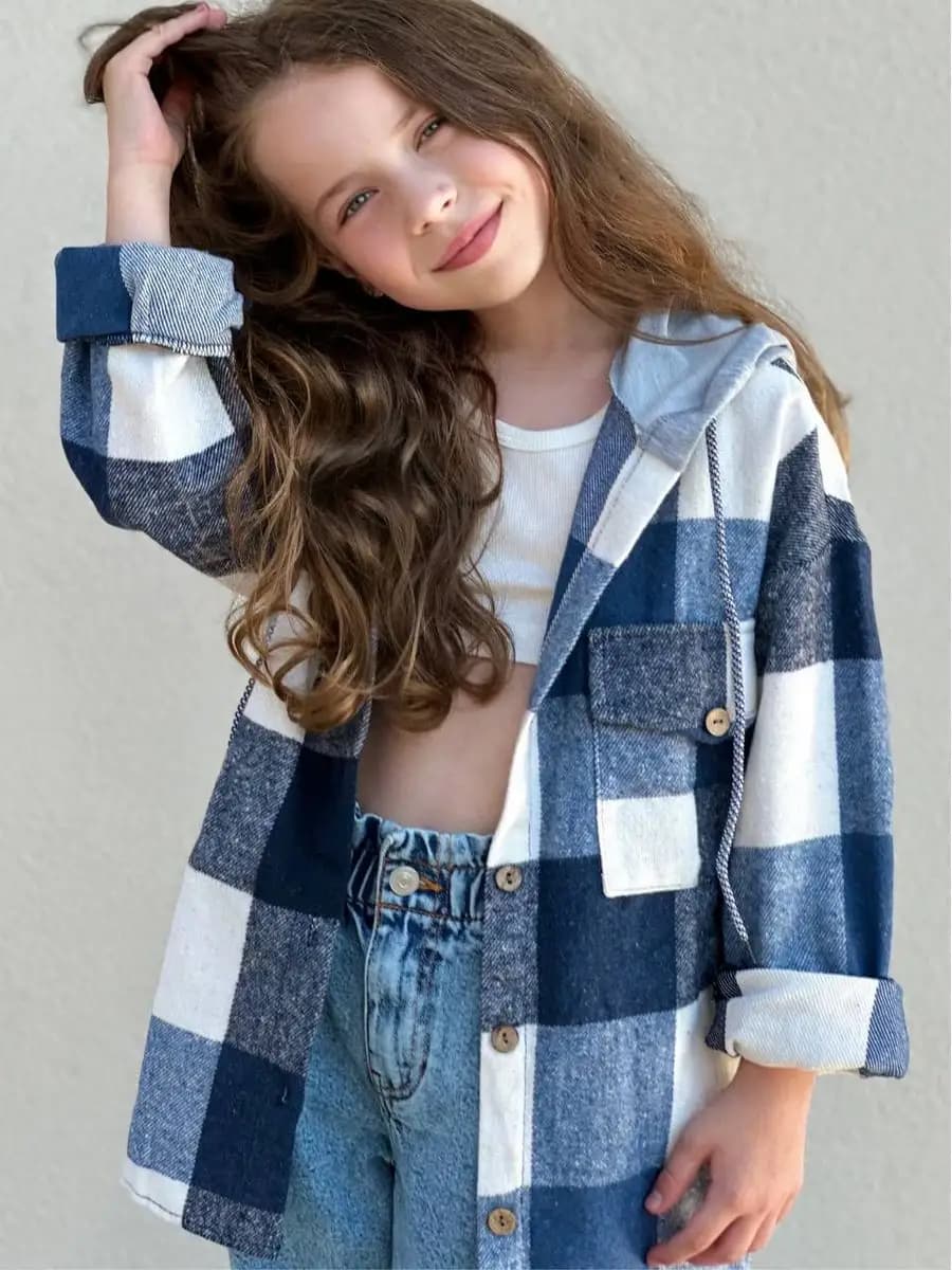 Рубашка для мальчика в клетку оверсайз