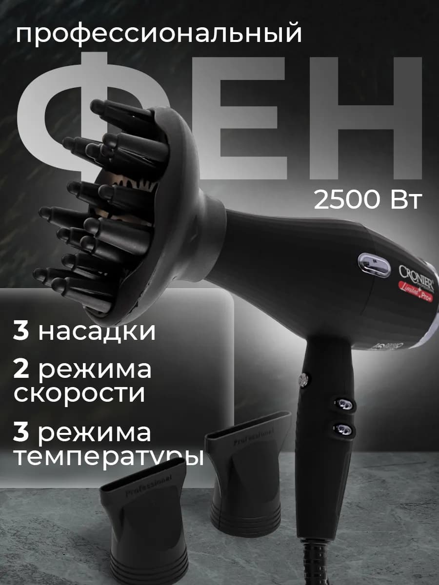Фен для волос профессиональный мощный с диффузором