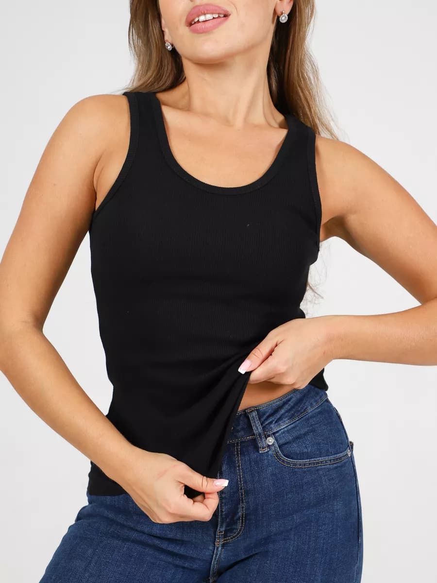 Майка базовая спортивная для фитнеса под пиджак в рубчик