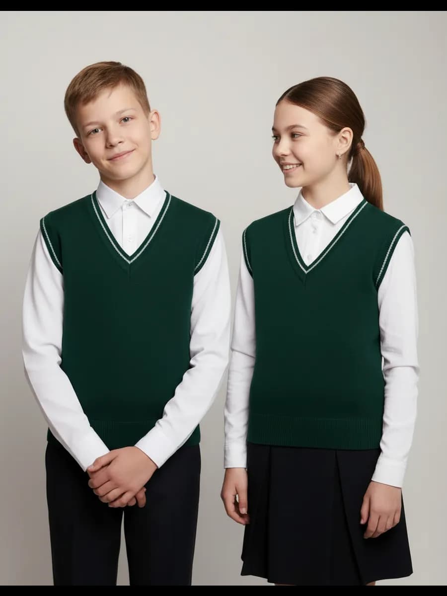 Жилет для девочки мальчика школьная зеленый жилетка школьный