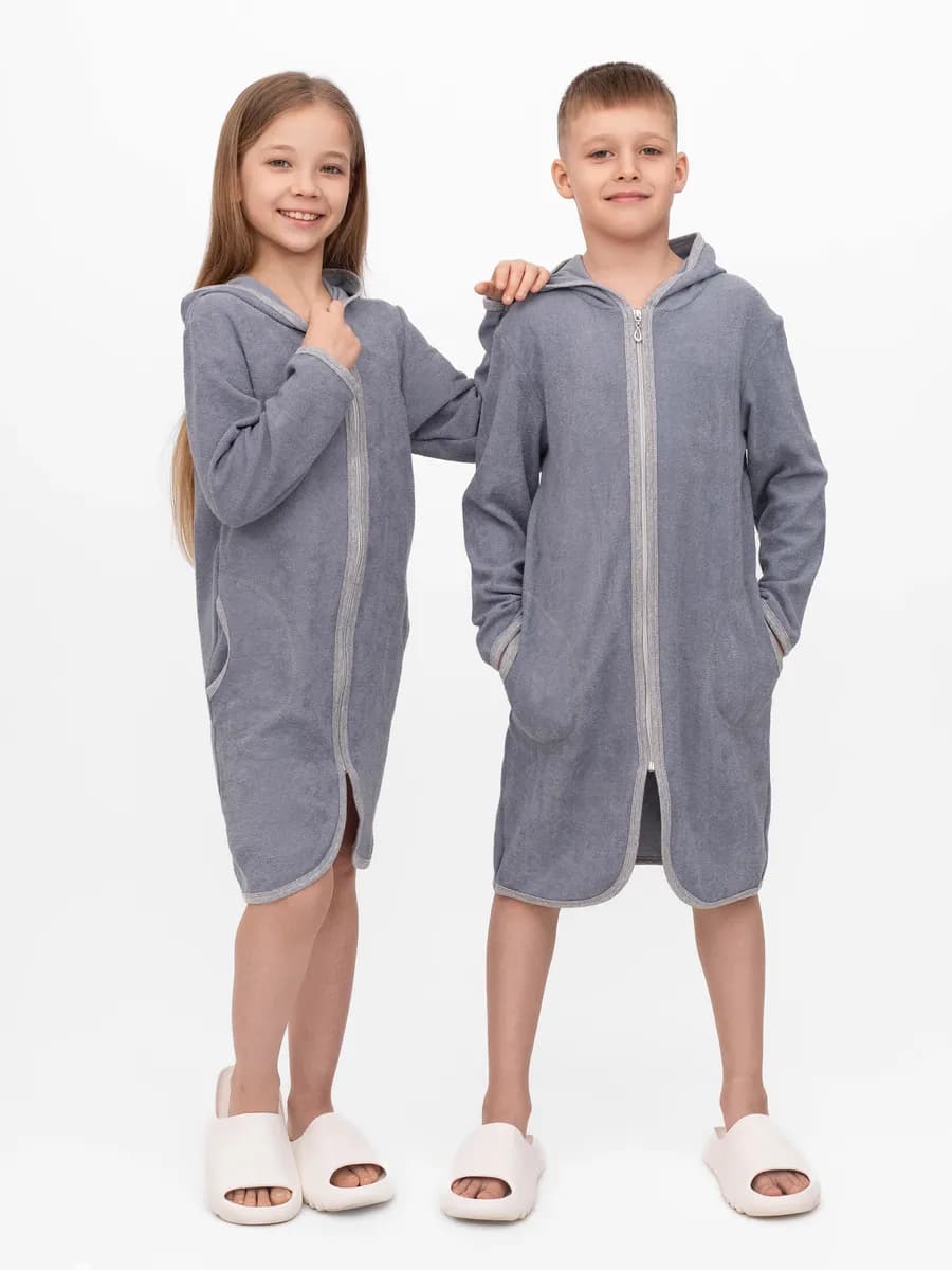 Халат с капюшоном на молнии махровый