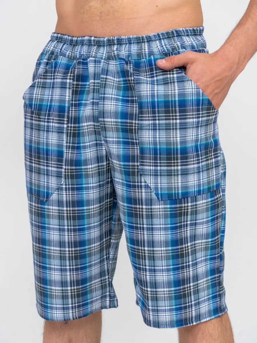 Шорты домашние хлопок больших размеров в клетку