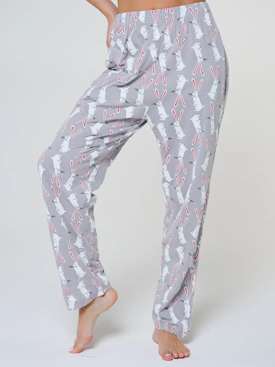 Брюки домашние пижамные хлопок с принтом