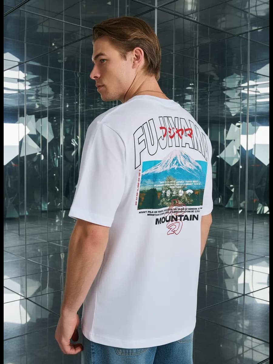 Футболка из хлопка с принтом на спине