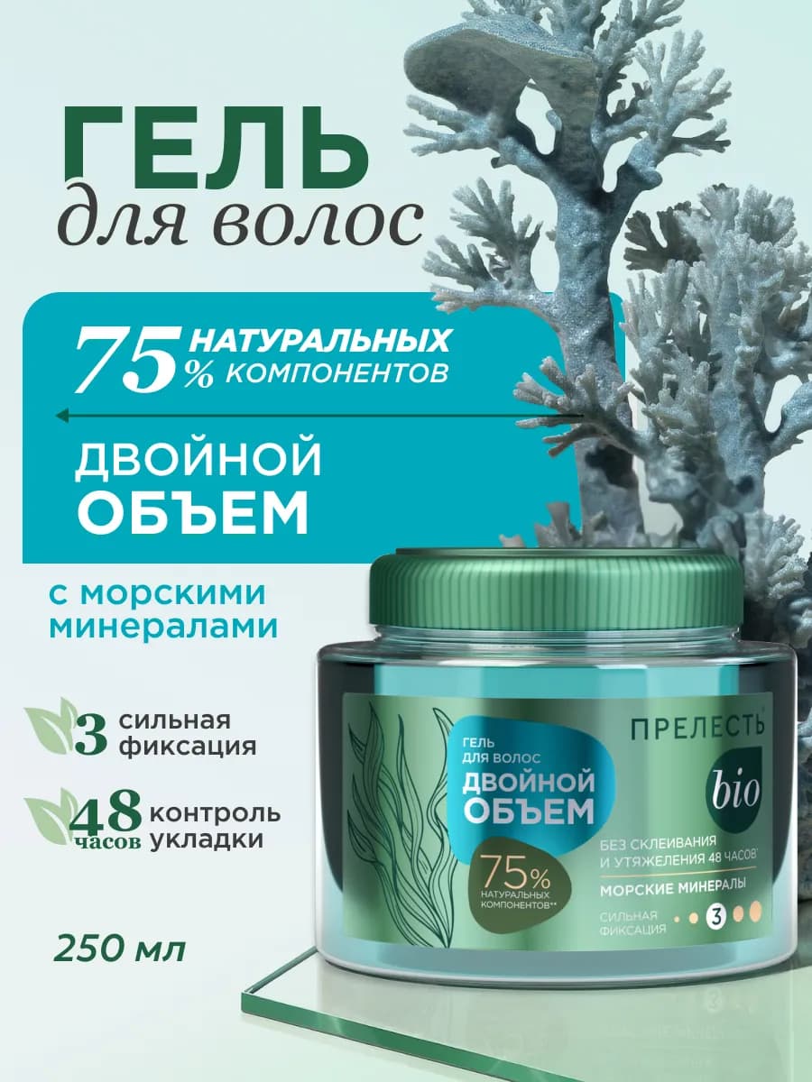 Гель для укладки волос сильная фиксация Двойной объем 250 мл