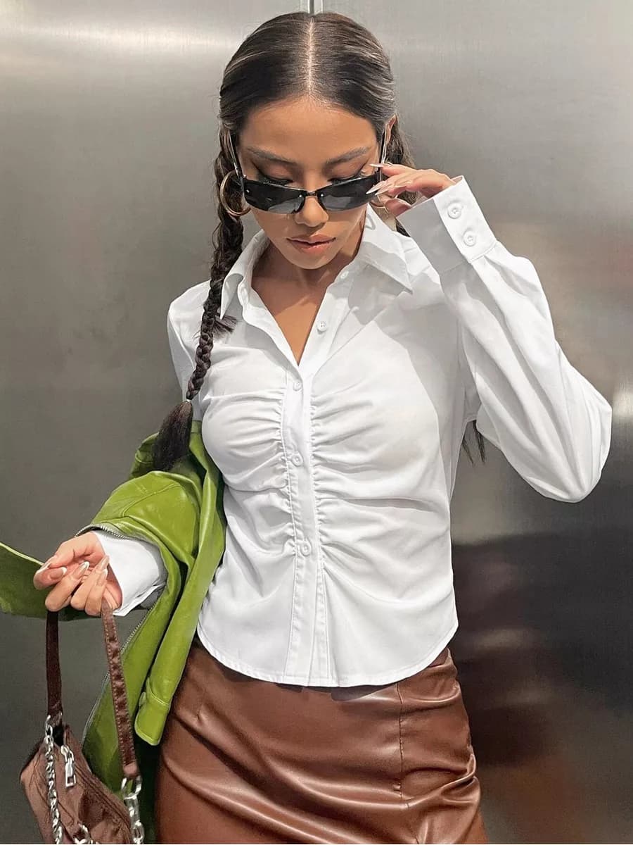 Рубашка приталенная офисная школьная