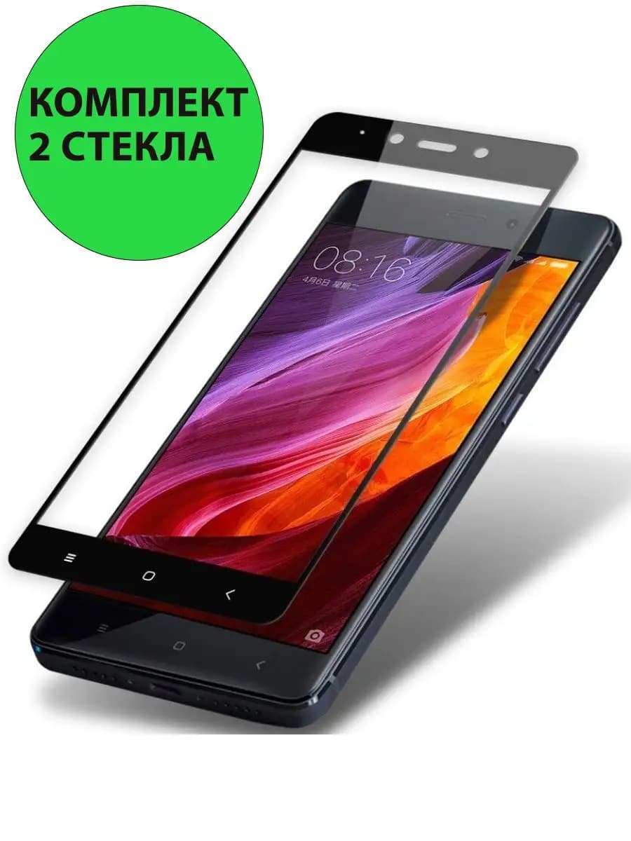 Защитное стекло Xiaomi Redmi Note 4 черная рамка