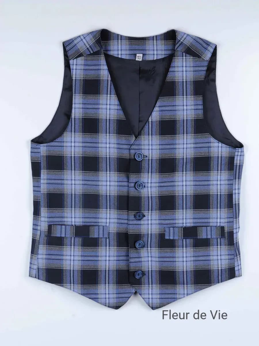 Жилетка для мальчика школьная синяя костюмная безрукавка