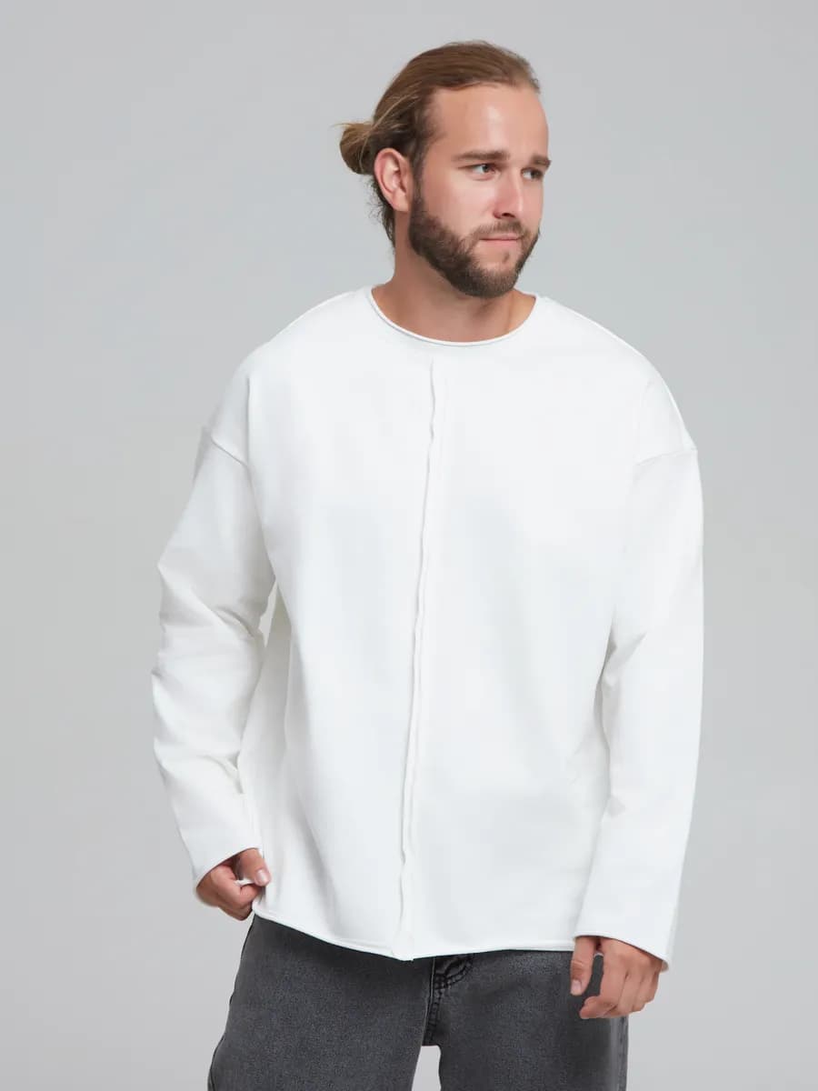 Лонгслив оверсайз белый плотный