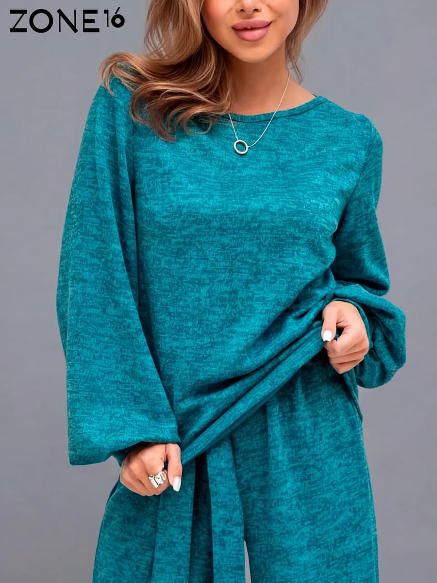 Костюм брючный трикотажный палаццо в офис