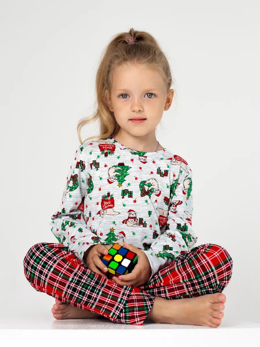 Пижама детская хлопок со штанами и с кофтой