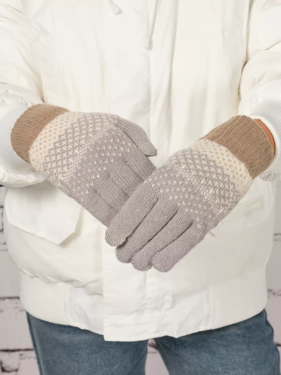 Перчатки с узором теплые сенсорные