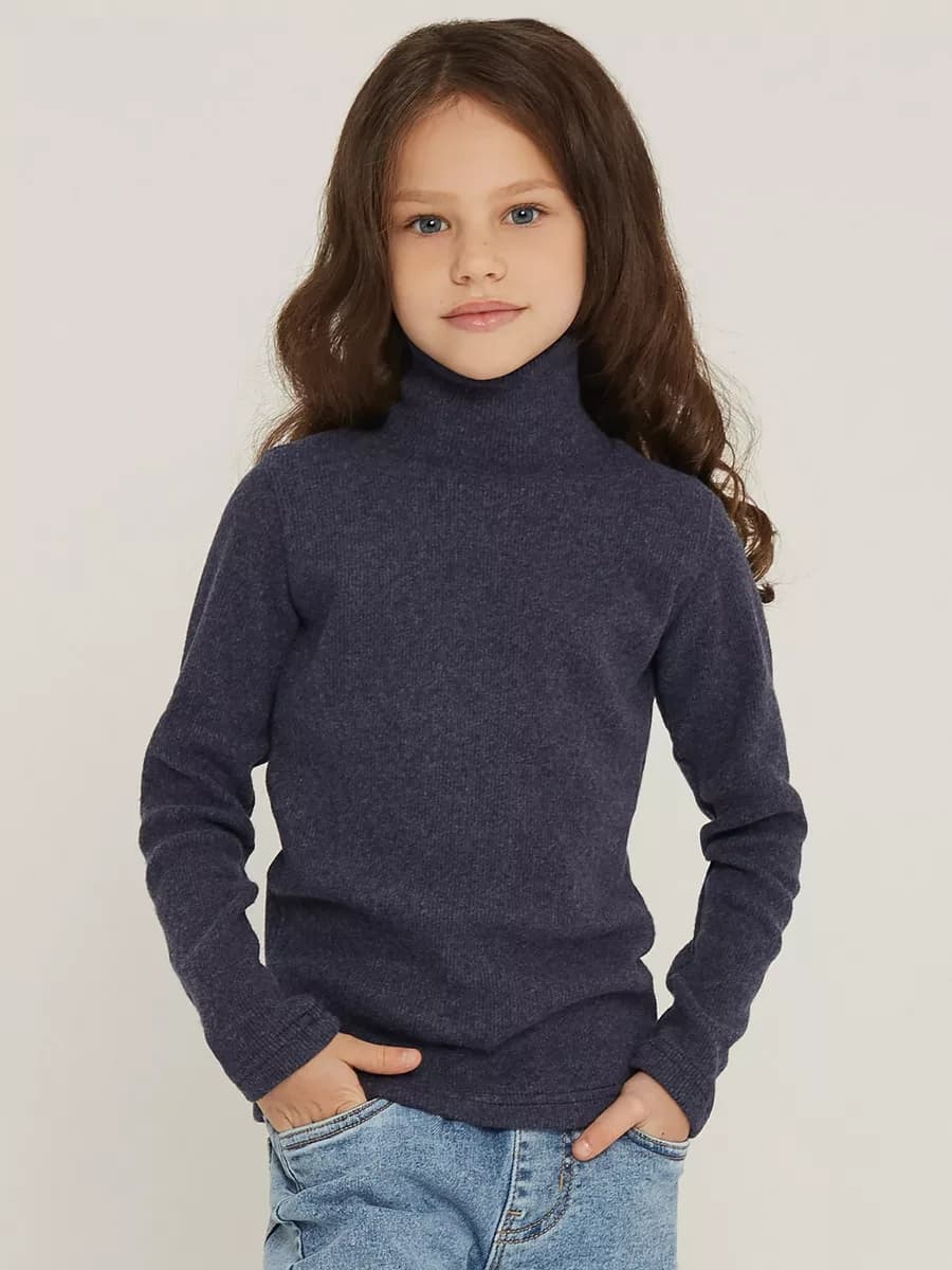 Утепленная водолазка школьная в рубчик