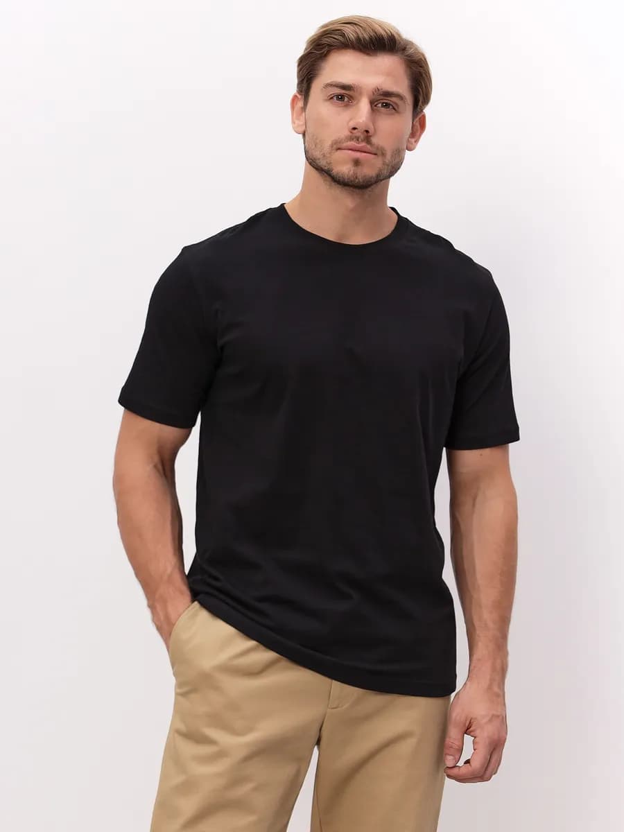 Футболка черная однотонная хлопок