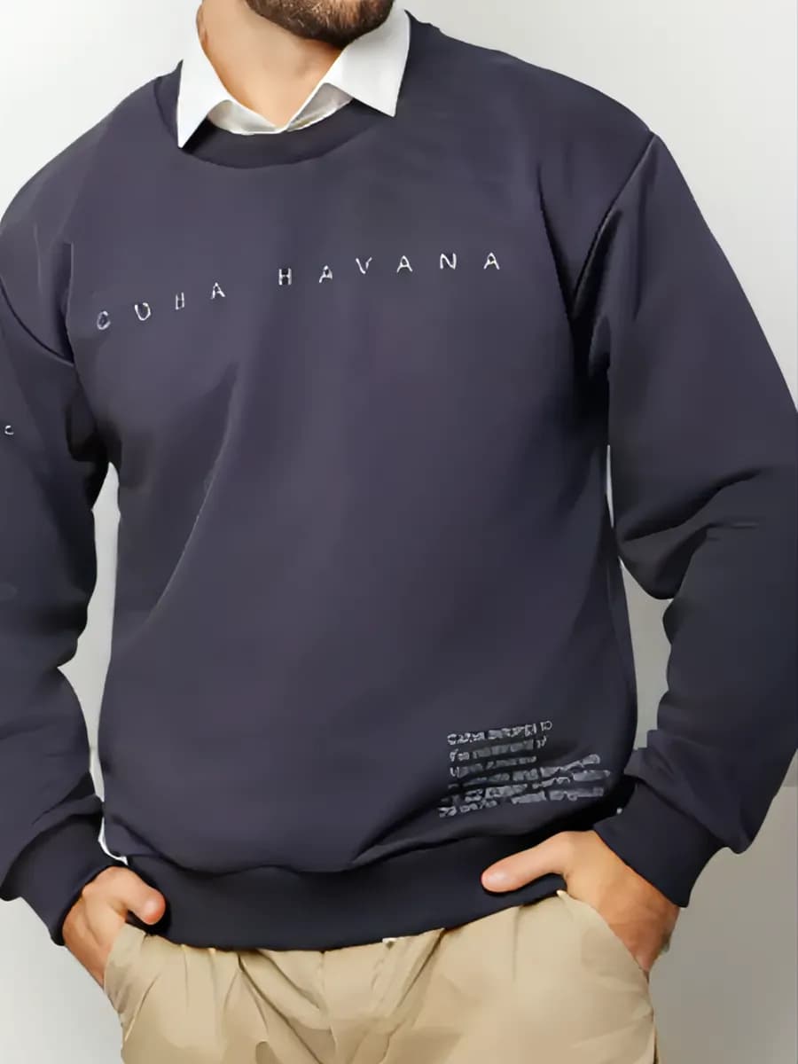 Свитшот мужской классический с принтом без начеса