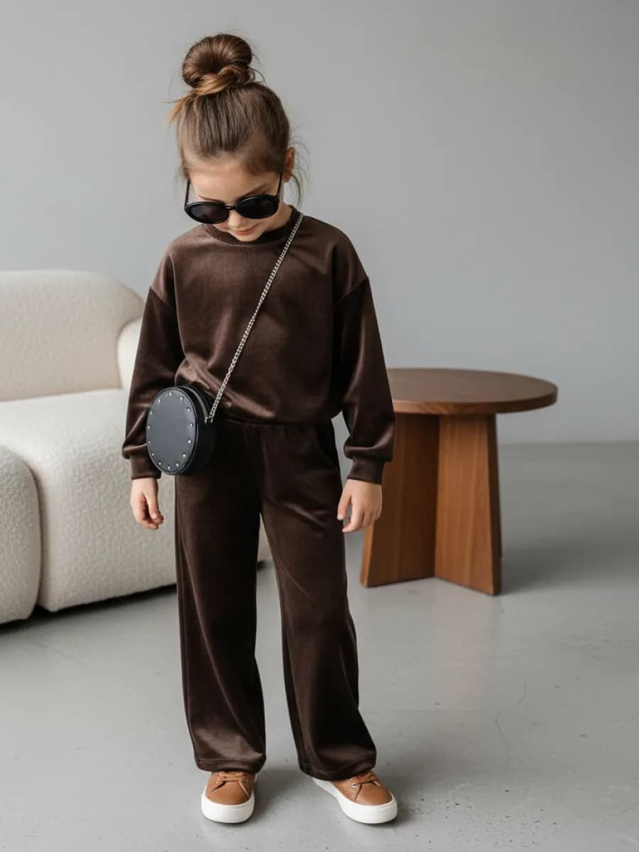 Велюровый костюм со штанами двойка