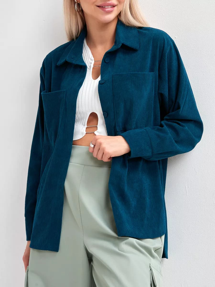 Рубашка оверсайз больших размеров вельветовая