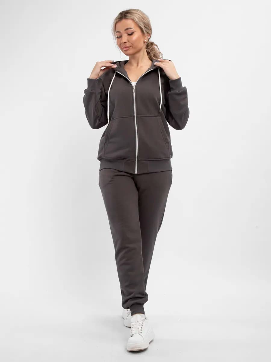 спортивный костюм на молнии без начеса оверсайз
