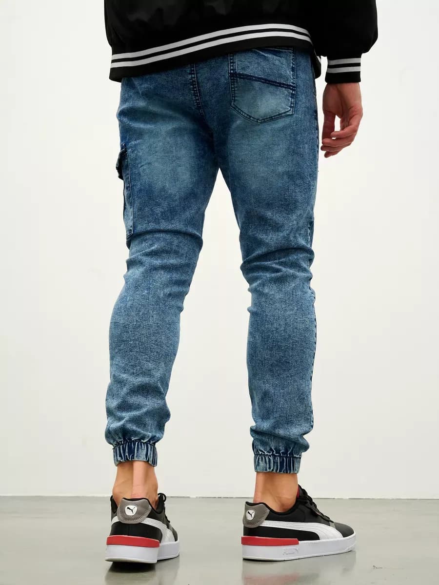 Карго джоггеры джинсовые стрейч варенка