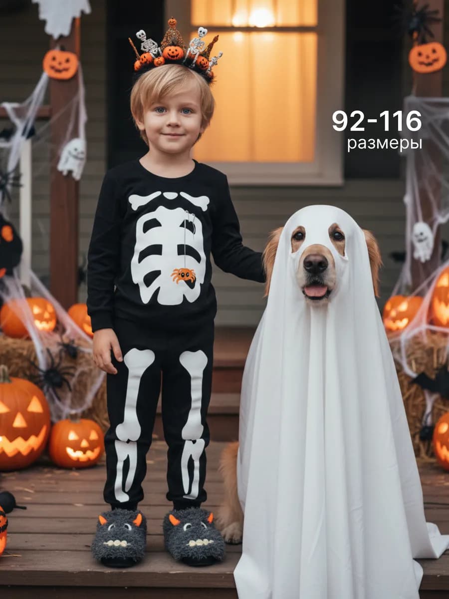 Пижама детская карнавальный костюм скелета