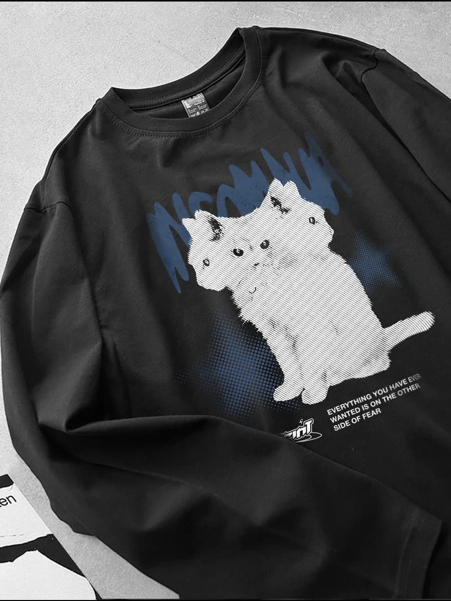 Лонгслив дрейн с принтом в корейском стиле y2k oversize