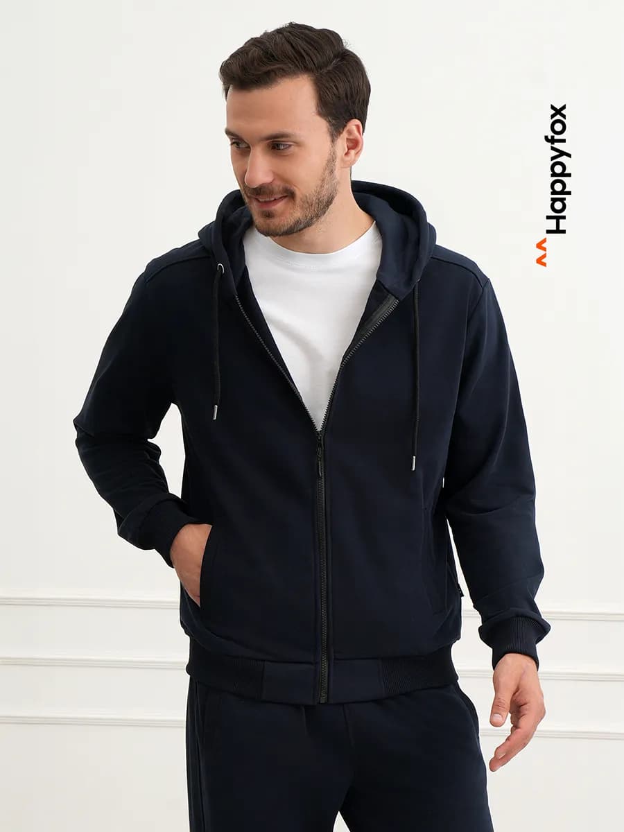 Костюм спортивный на молнии с капюшоном из футера трехнитки