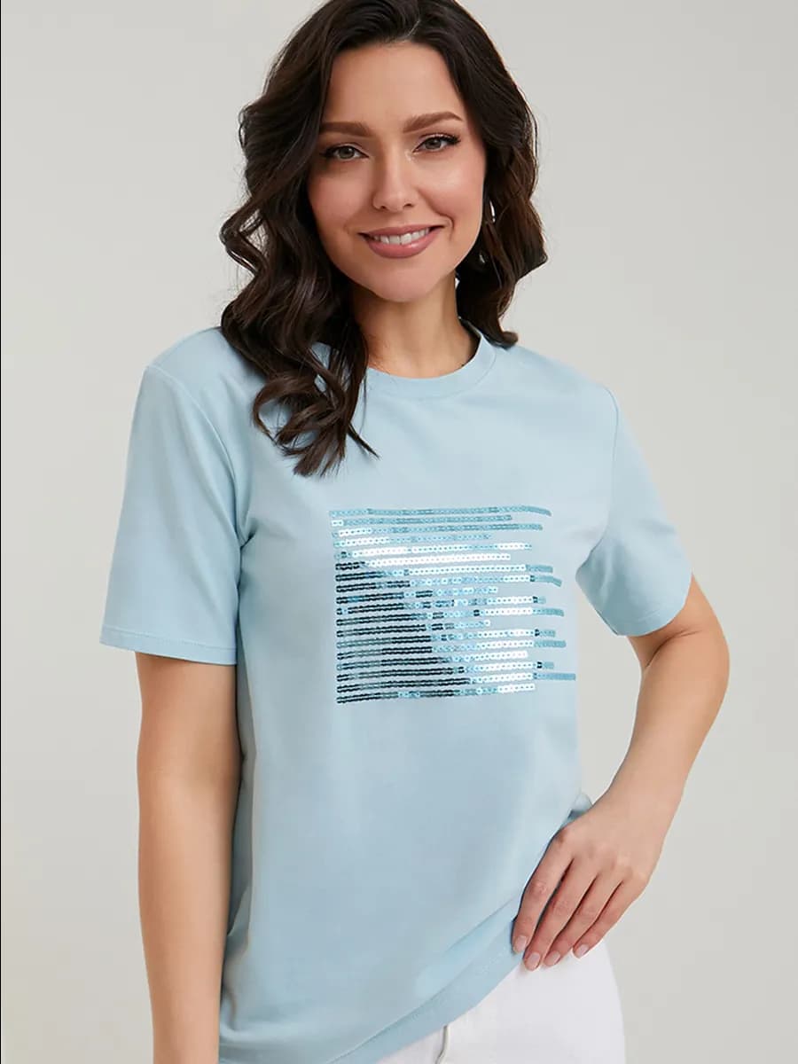 Футболка женская нарядная с пайетками