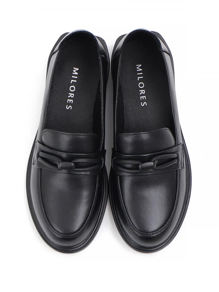 Лоферы женские натуральная кожа черные