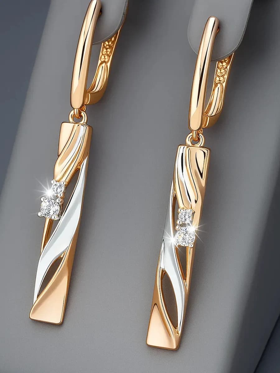 Серьги бижутерия длинные позолоченные