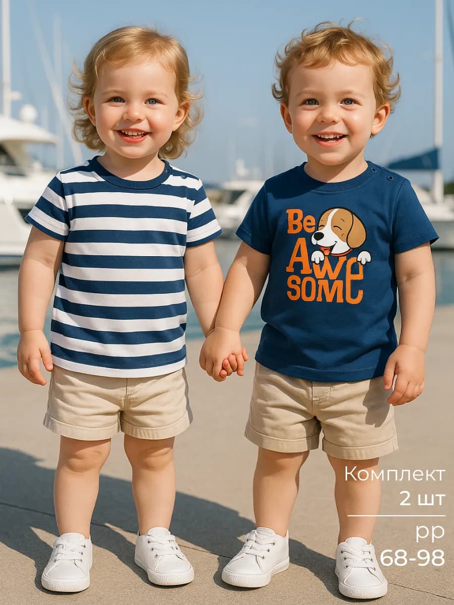 Футболки для малышей комплект 2 шт
